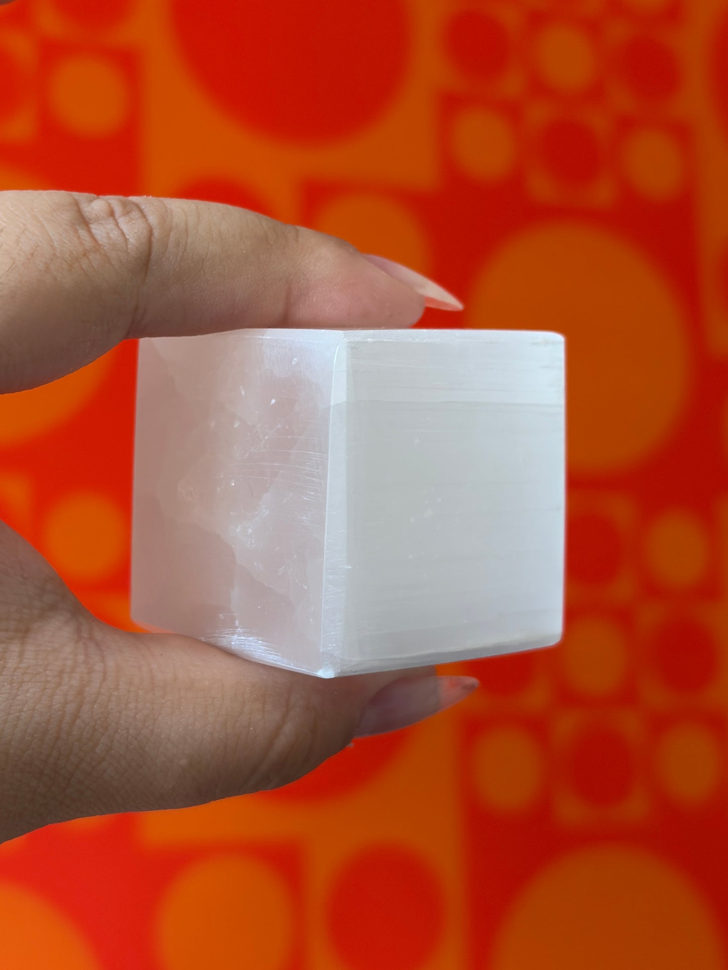Polished TV Selenite Cube
