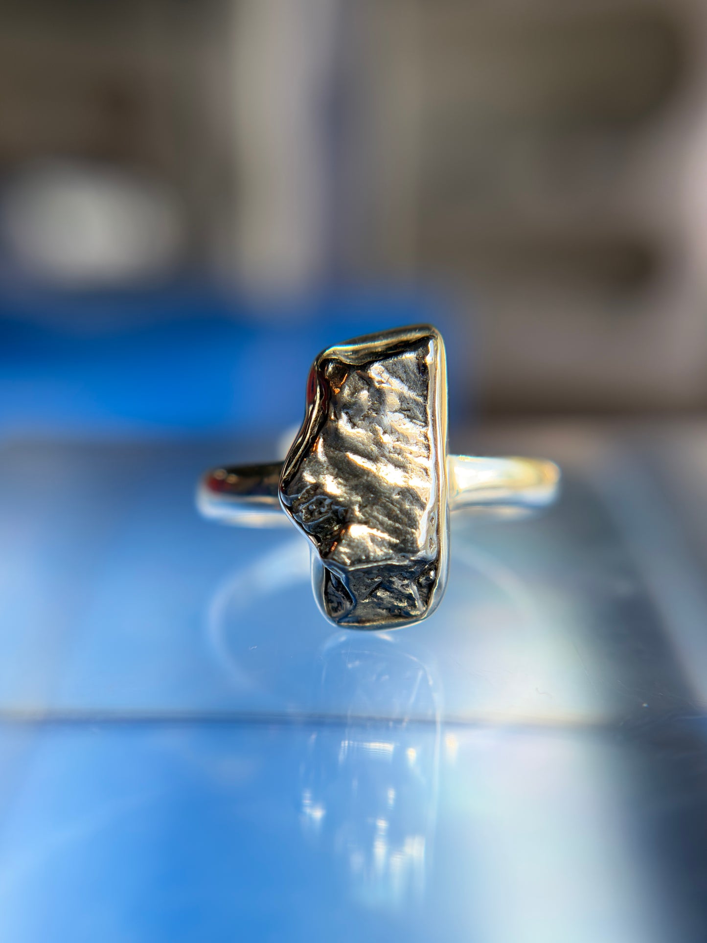 Meteorite Ring Size 8 Sterling Silver