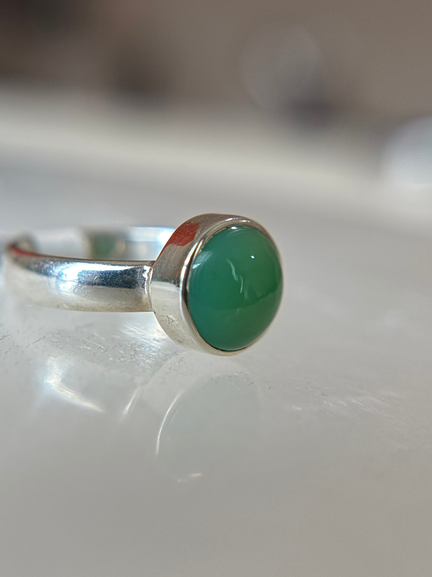 Chrysoprase Ring Size 6 Sterling Silver