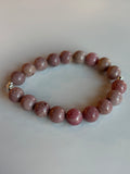 Rhodonite Bracelet 10mm Sterling Silver