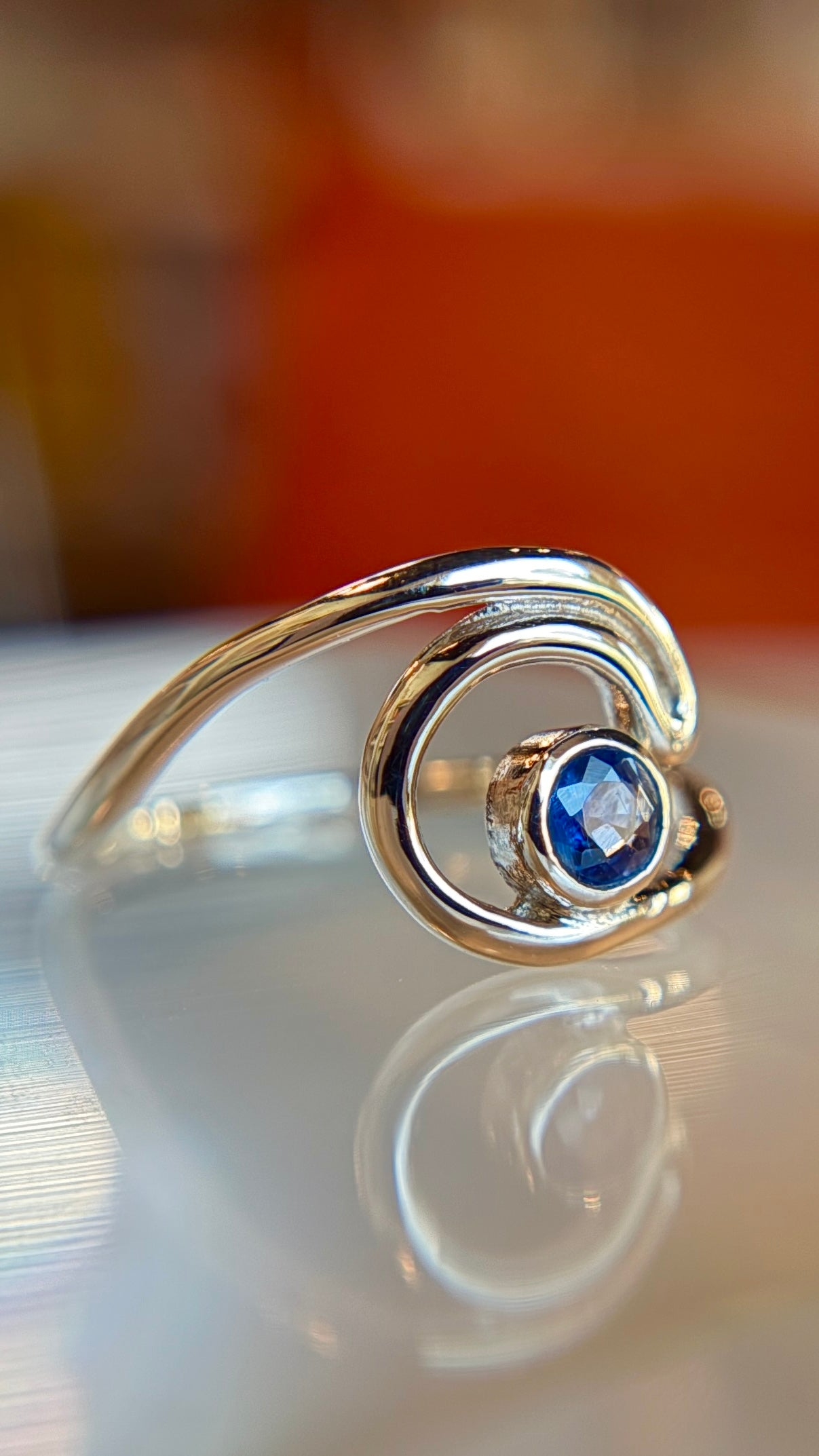 Sterling Silver Blue Kyanite Wave Ring Size 9