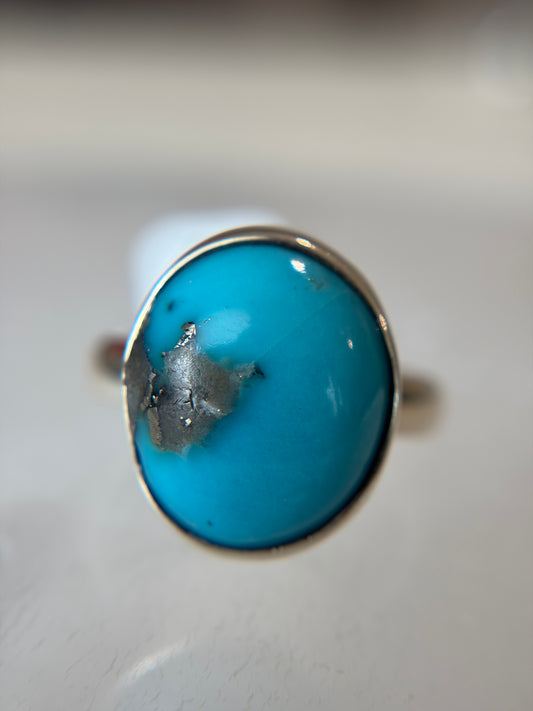 Natural Persian Turquoise Ring Size 8 Sterling Silver