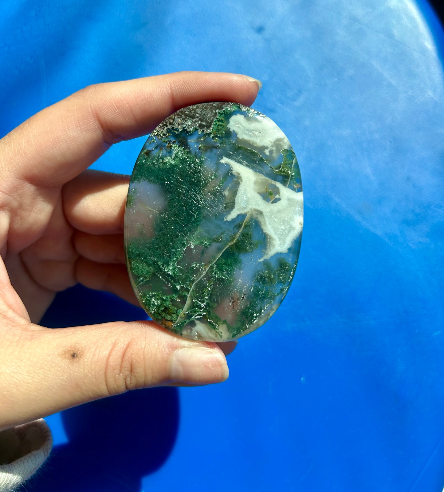 Moss Agate Palm Stone