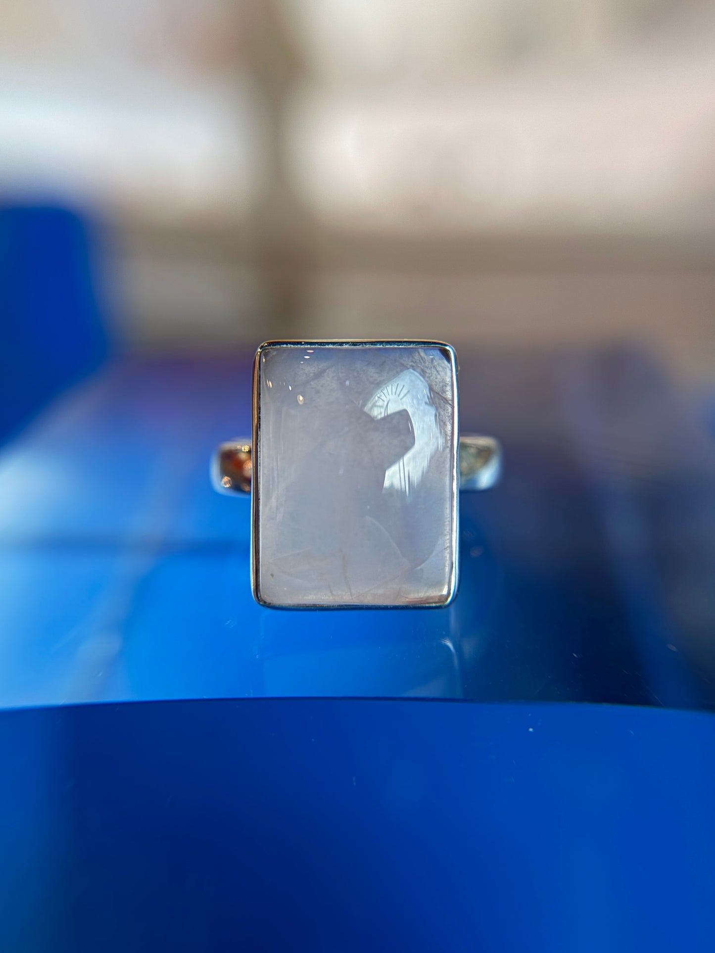 Rose Quartz Ring Size 9 Sterling Silver
