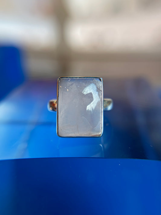Rose Quartz Ring Size 9 Sterling Silver