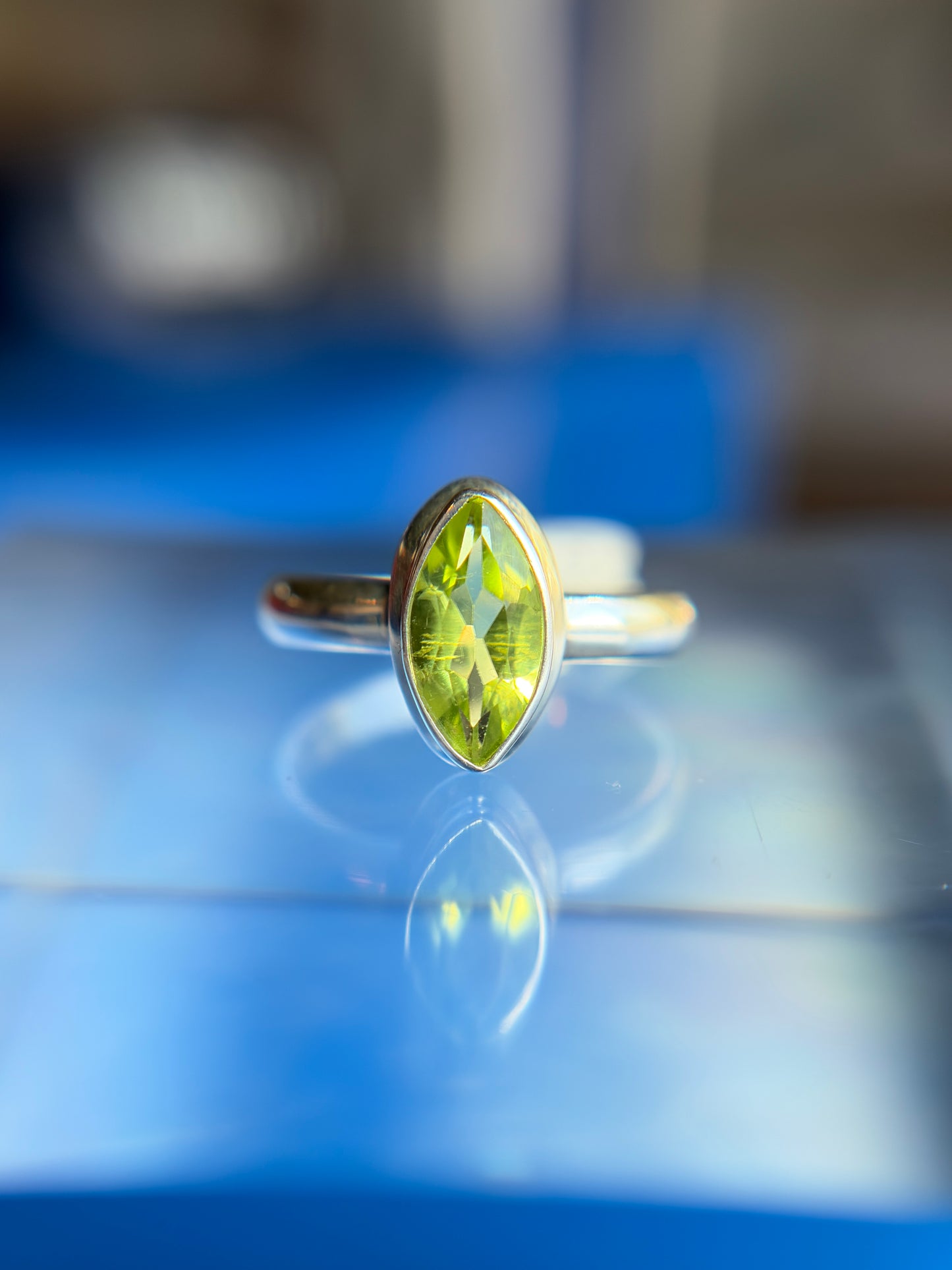 Peridot Ring Size 5 Sterling Silver