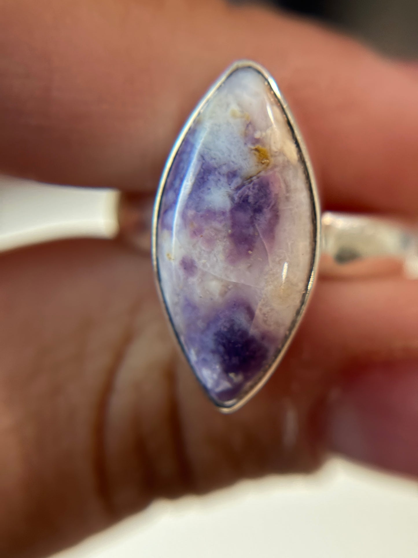 Violet Opal Ring Size 6 Sterling Silver