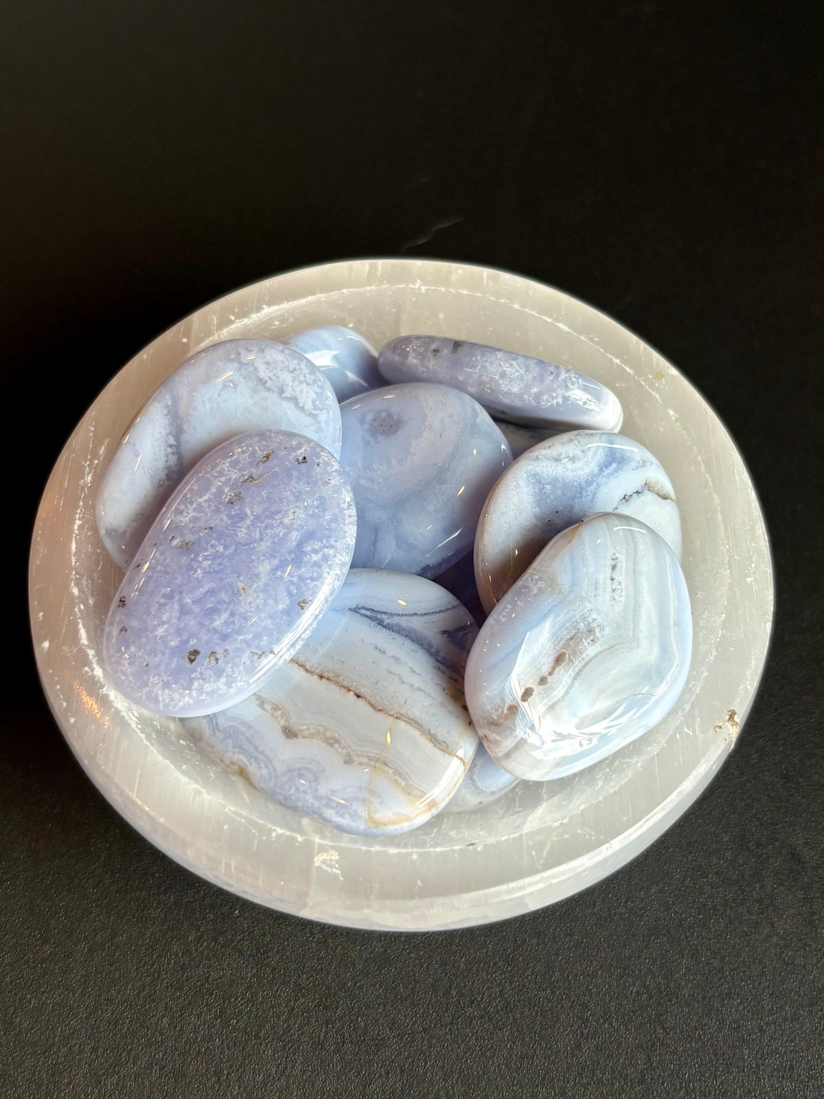 Blue Lace Agate Palm Stones