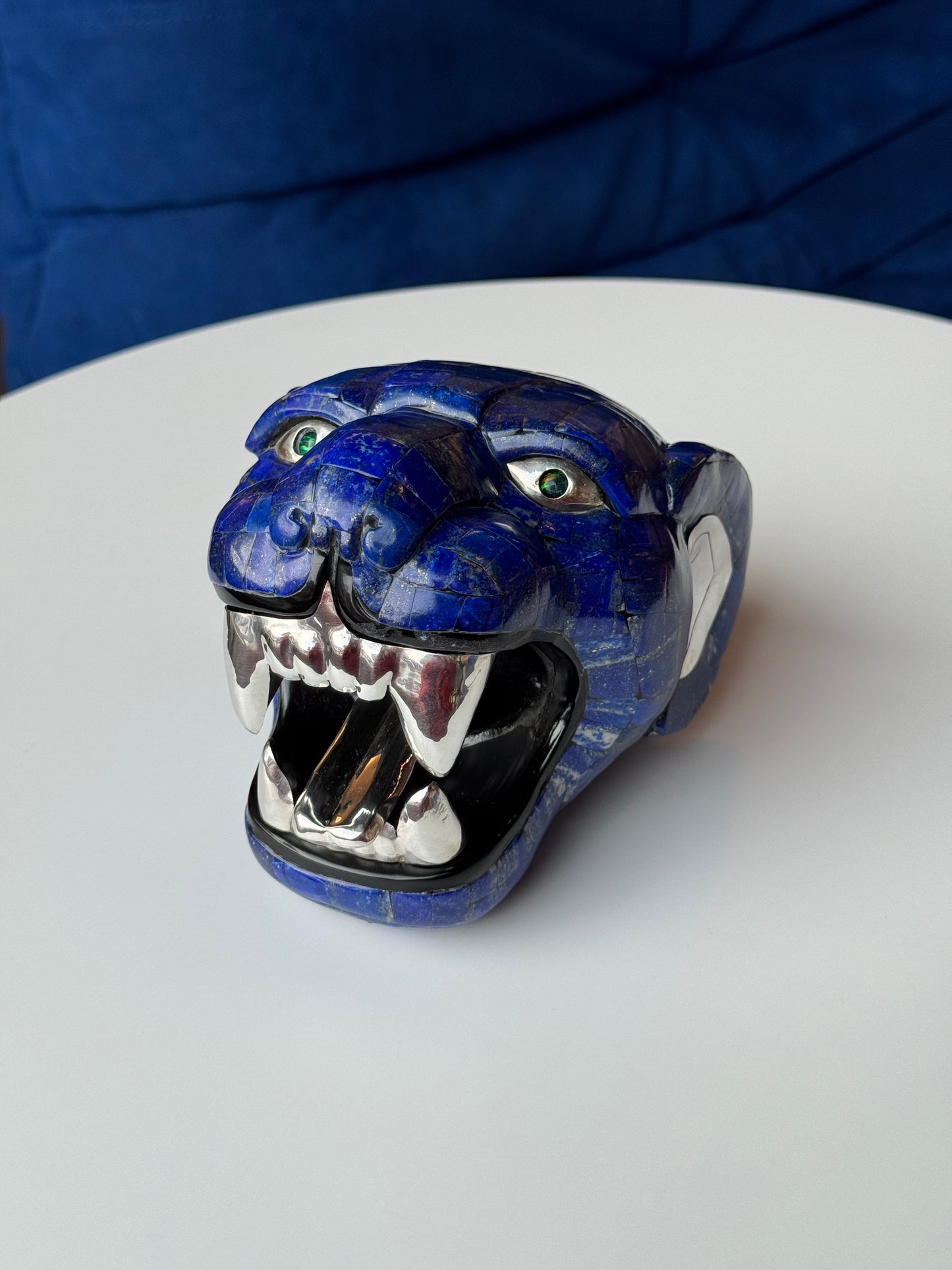 Large Mayan Jaguar Sculpture | Lapis Lazuli Opal and 95% silver accents