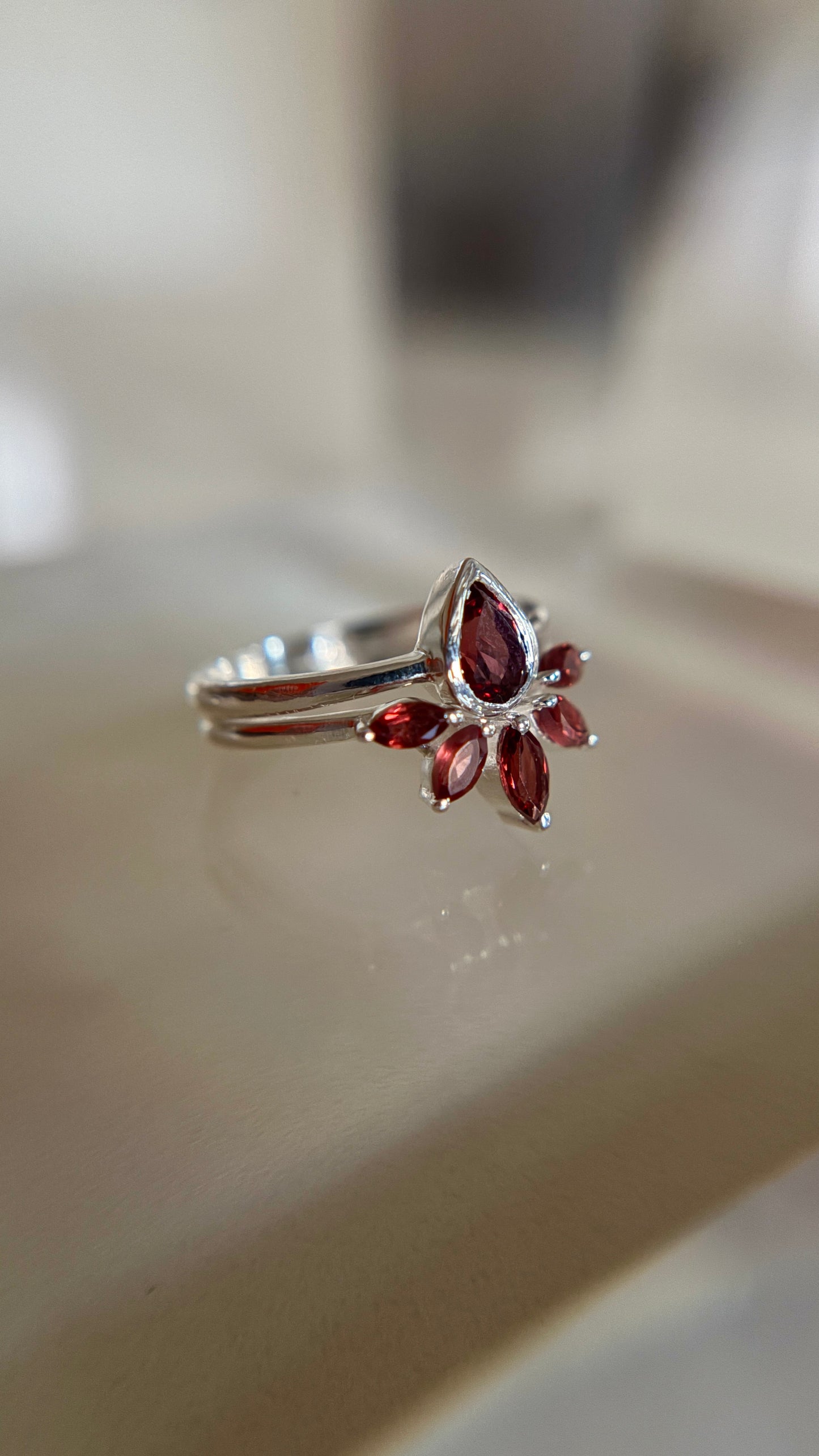 Garnet Stacked Crown Jewel Ring Size 9