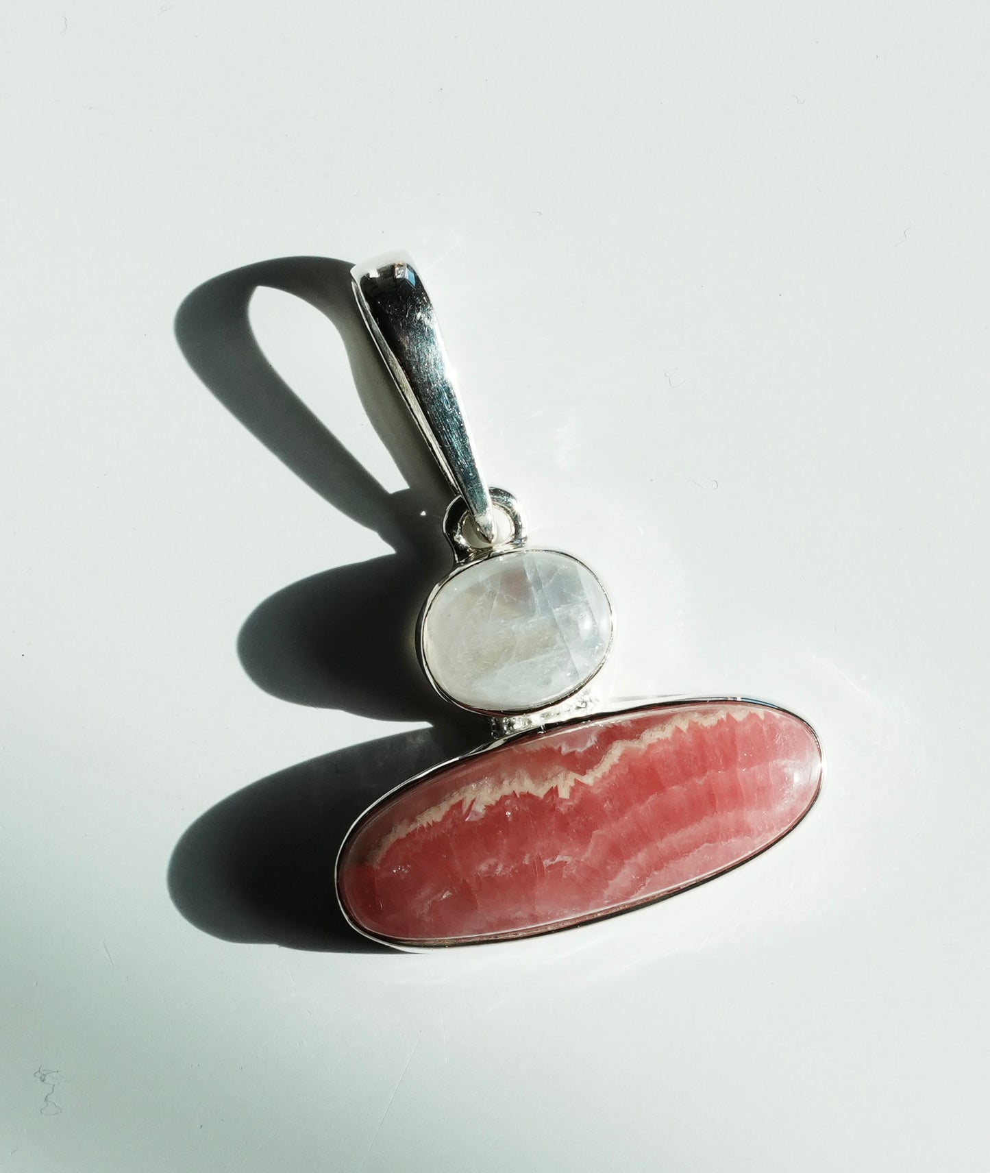 RHODOCHROSITE WITH MOONSTONE STERLING SILVER PENDANT
