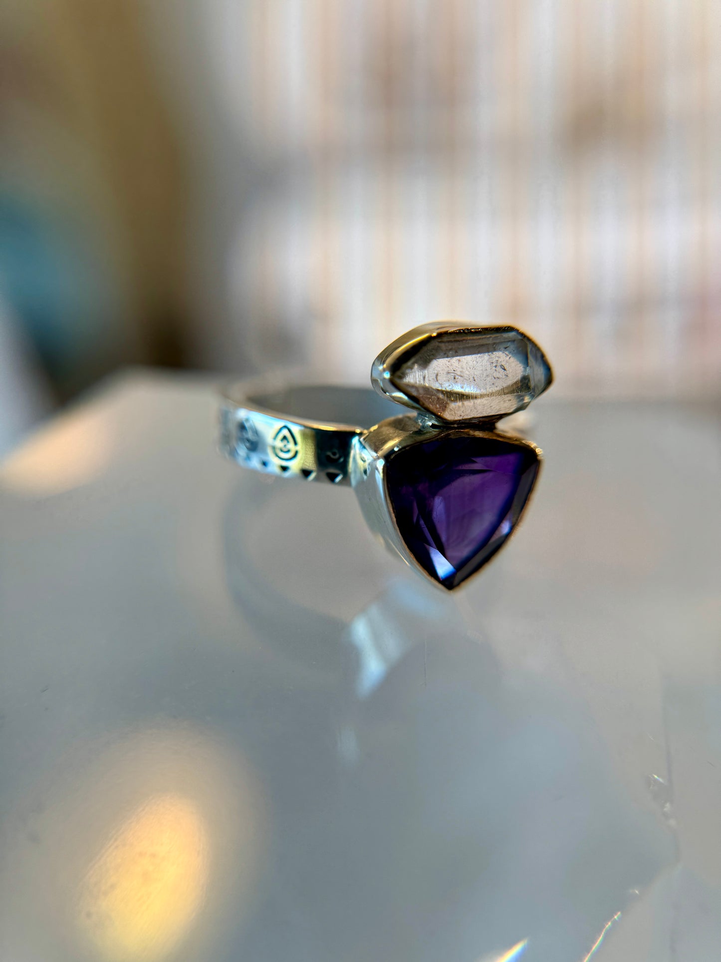 Amethyst Ring With Herkimer Diamond Size 10
