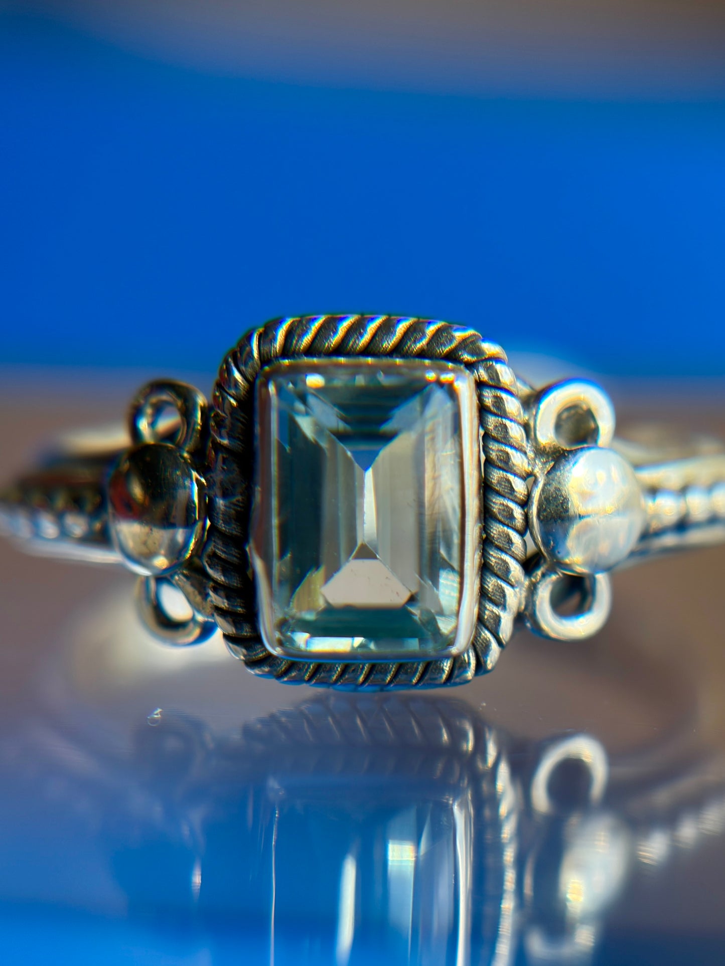Blue Topaz Ring Size 9 Sterling Silver