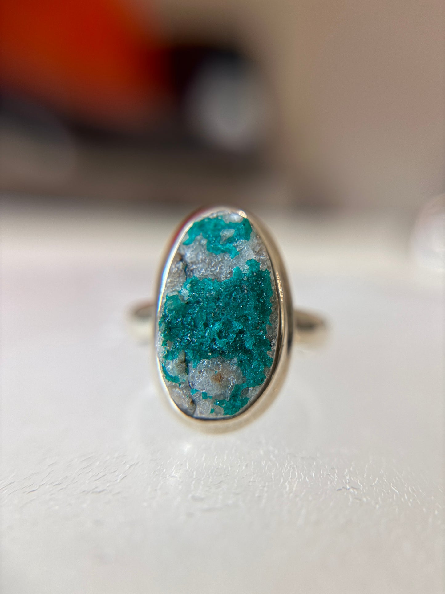 Dioptase Sterling Silver Ring Size 9