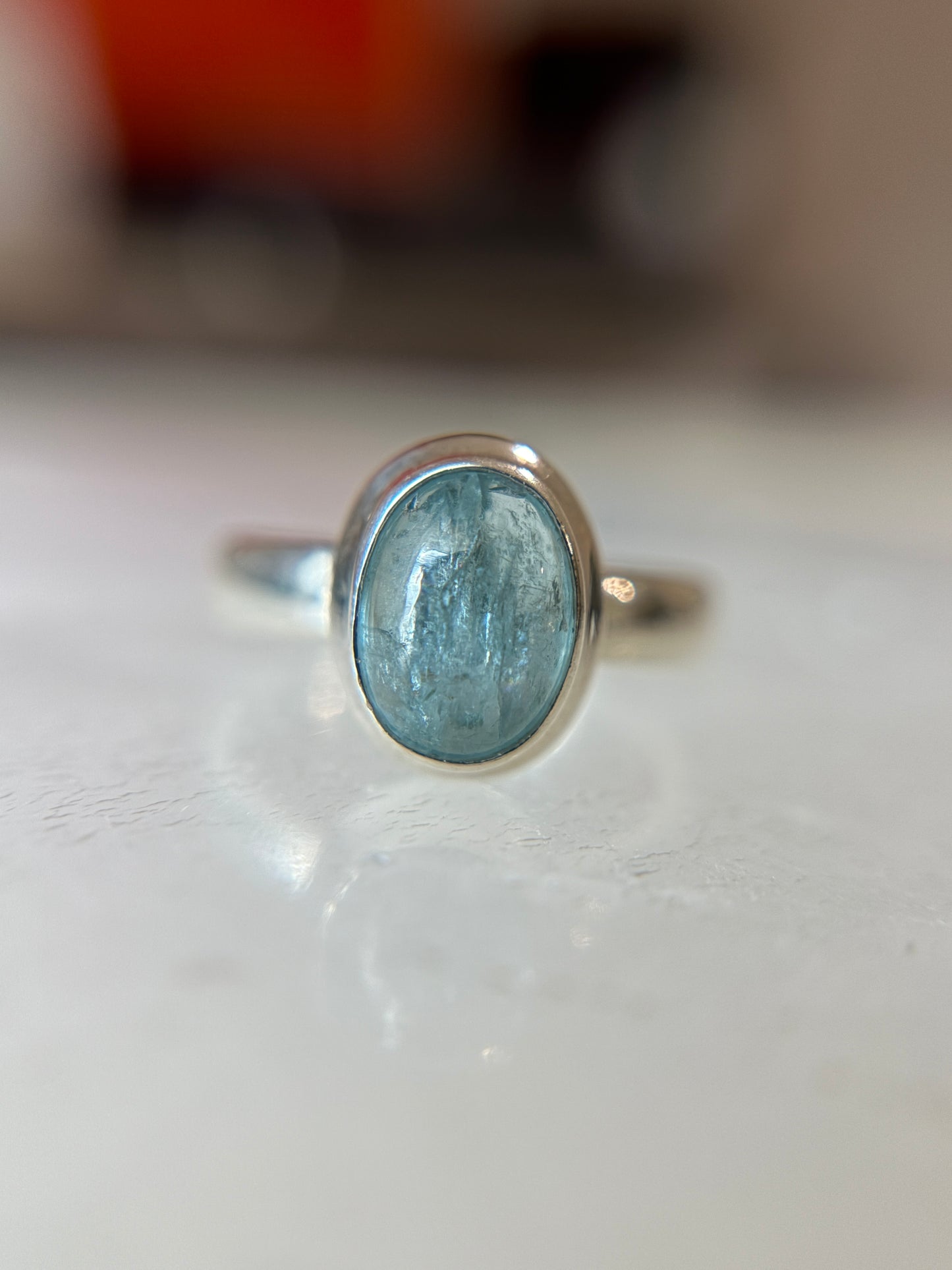 Aqua Kyanite Ring Size 7 Sterling Silver