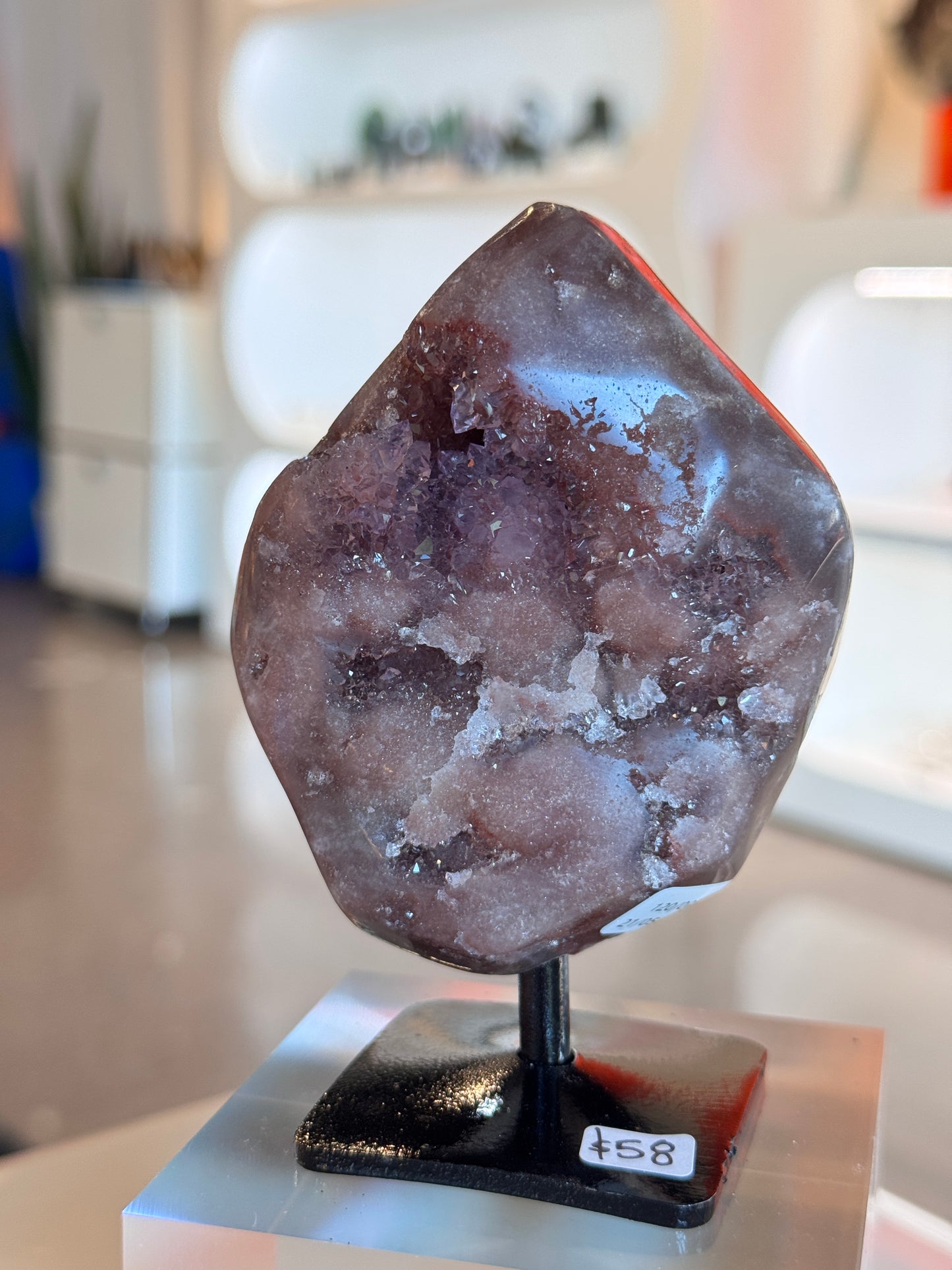 Small Pink Amethyst on a stand