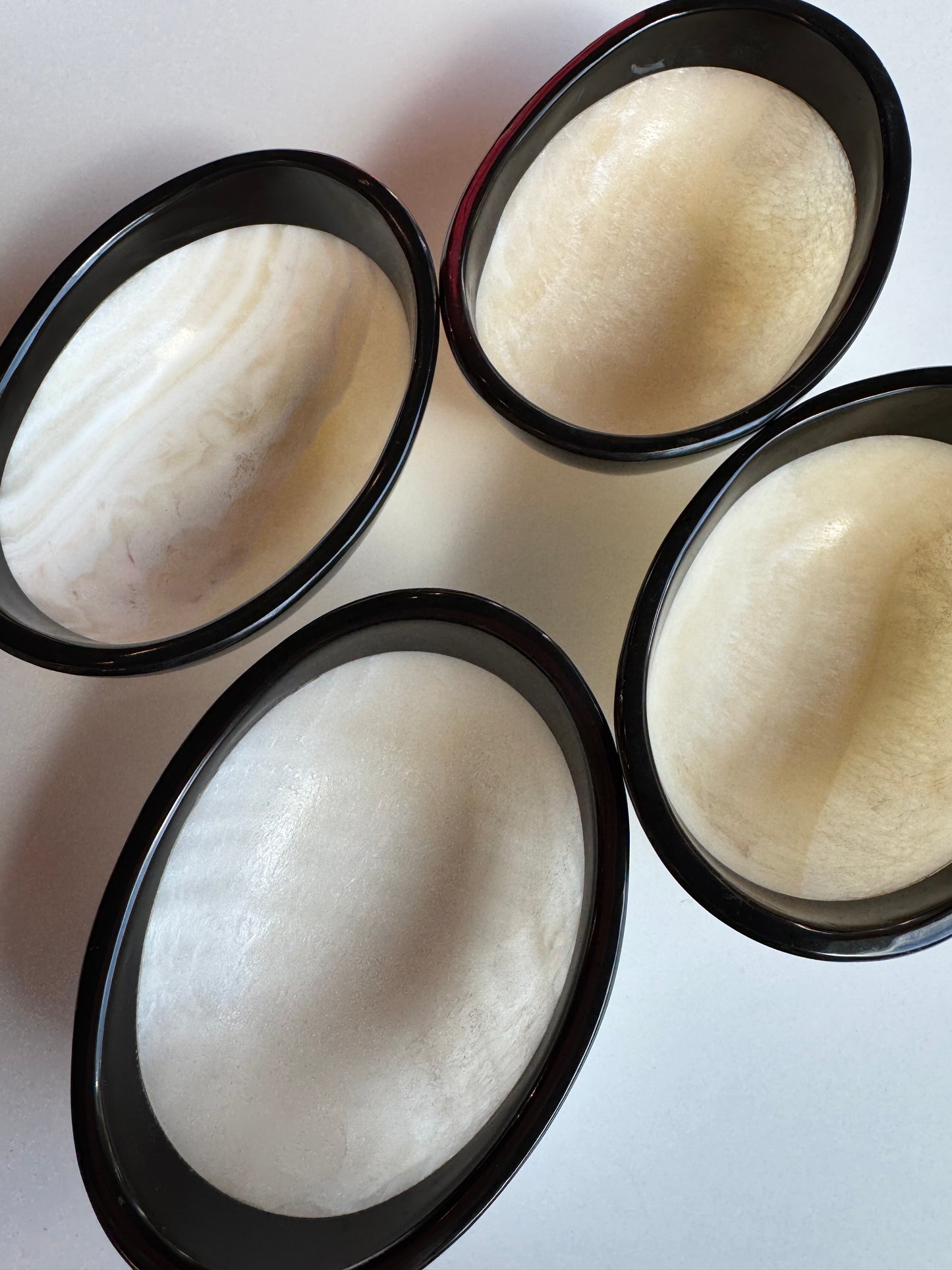Black Trim White Onyx Bowls