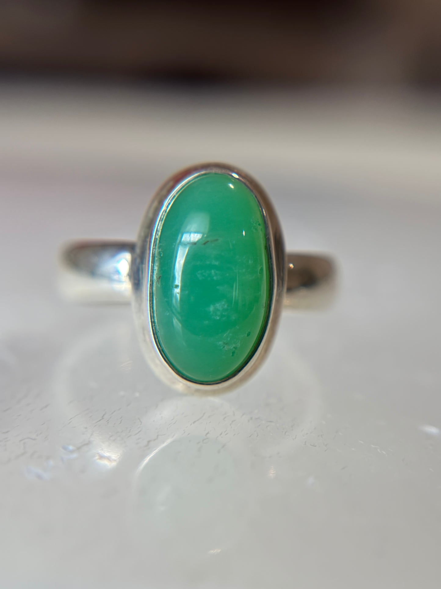Chrysoprase Ring Size 7 Sterling Silver