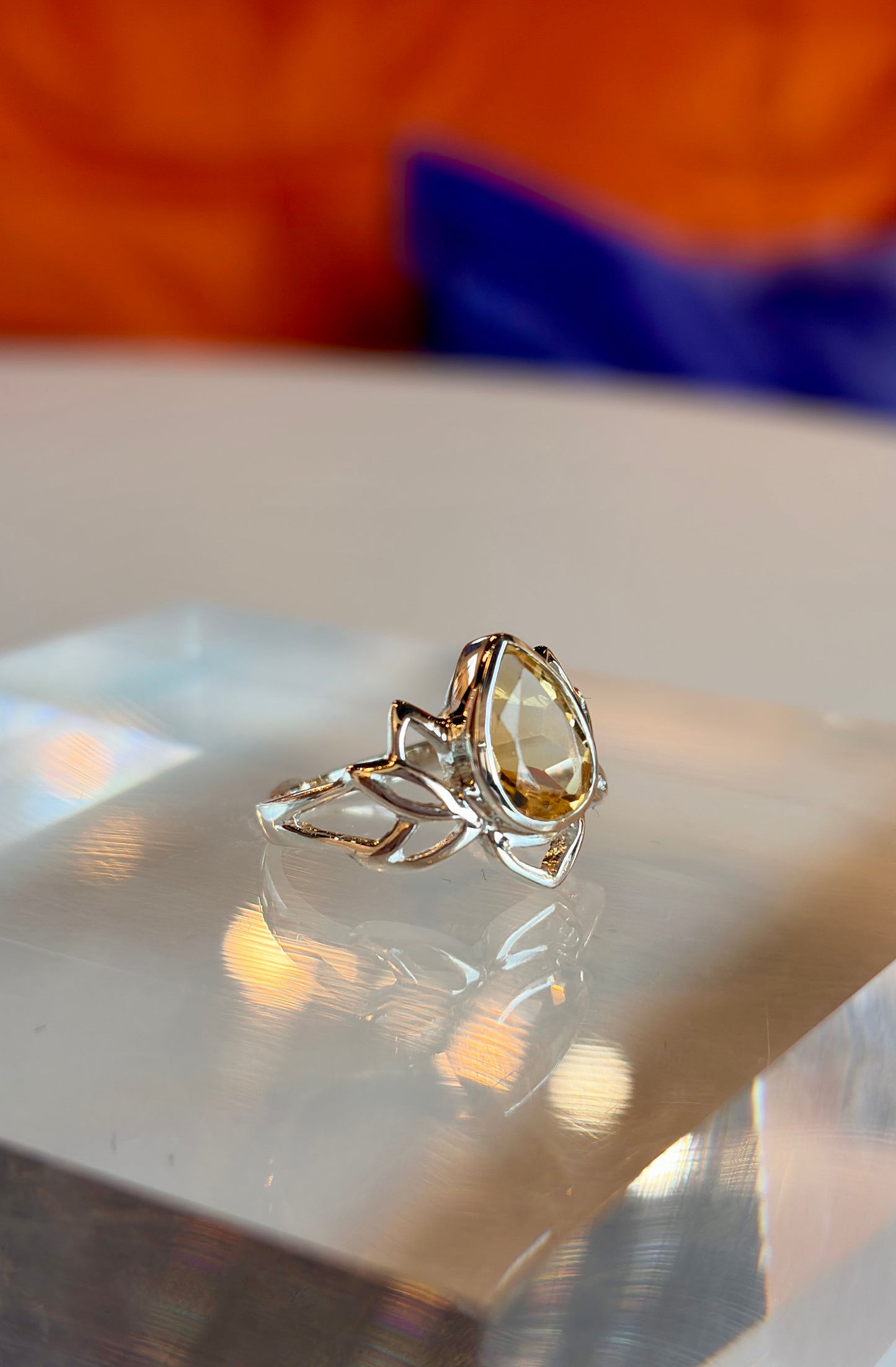 Citrine Lotus Ring Size 7
