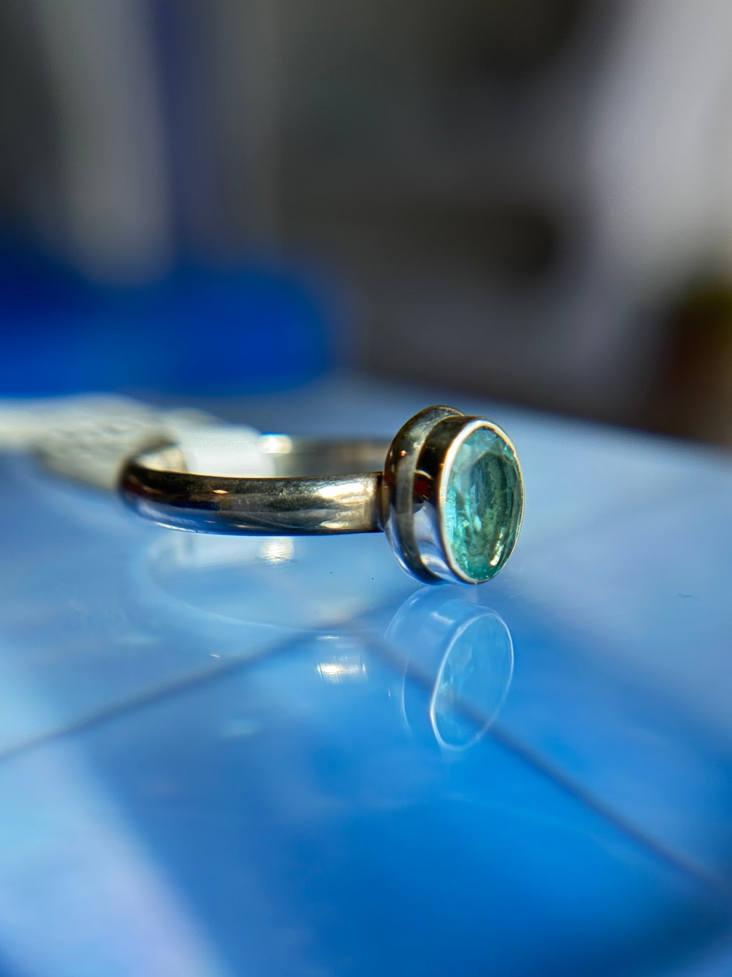 Blue Apatite Ring Size 6 Sterling Silver