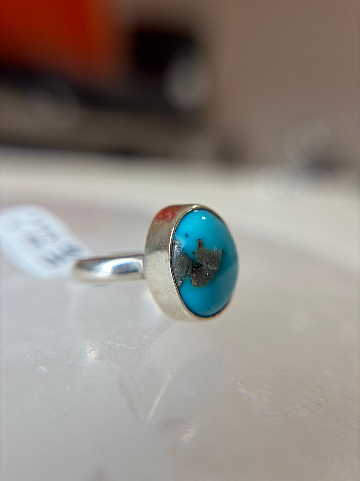 Natural Persian Turquoise Ring Size 8 Sterling Silver