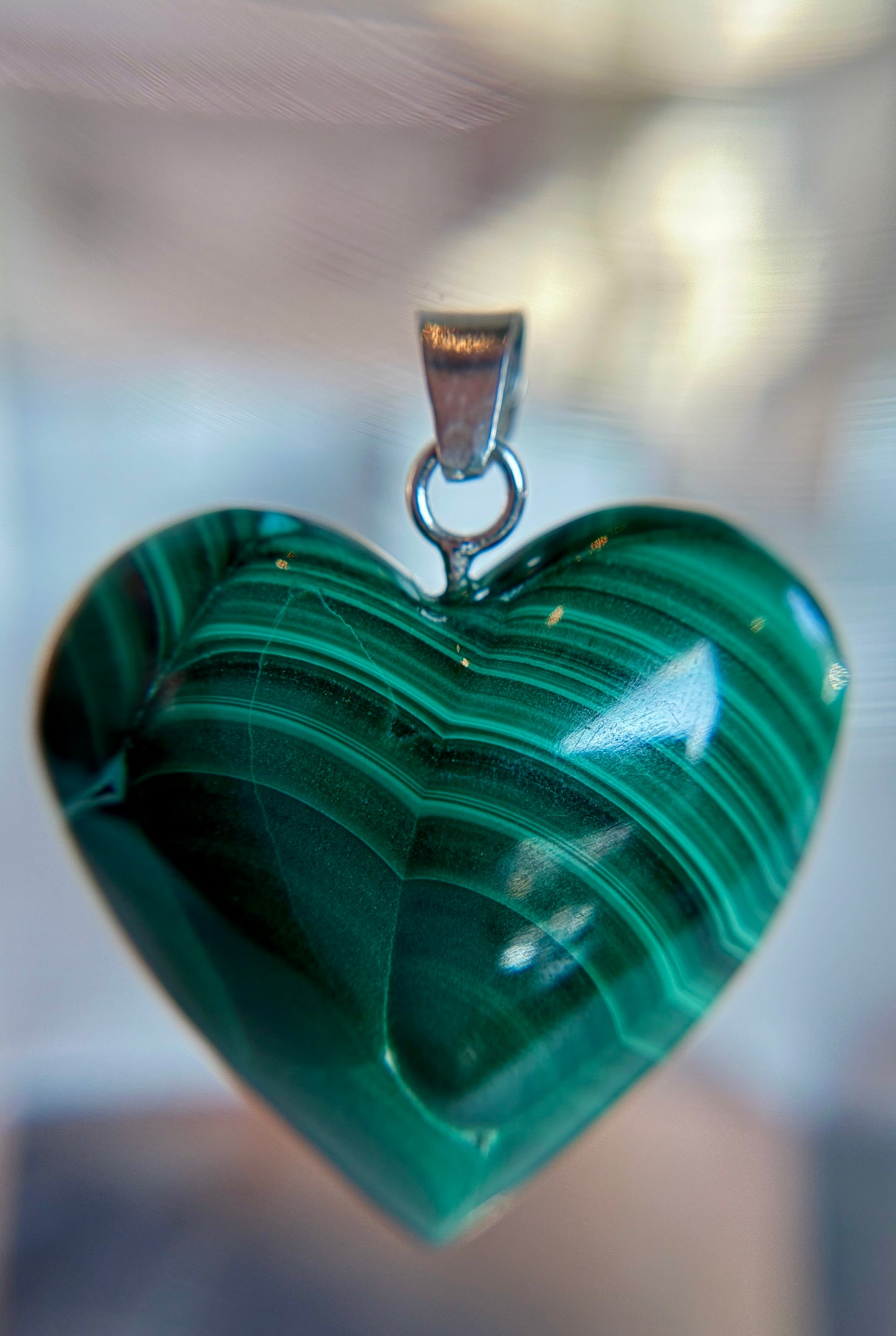 Large Malachite Hearts from Mexico with Sterling Silver Hardware