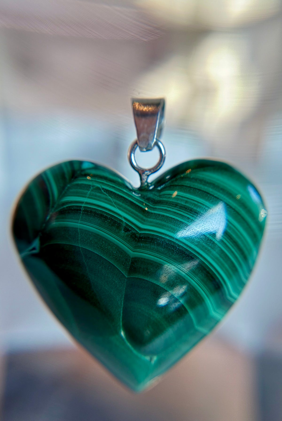 Large Malachite Hearts from Mexico with Sterling Silver Hardware