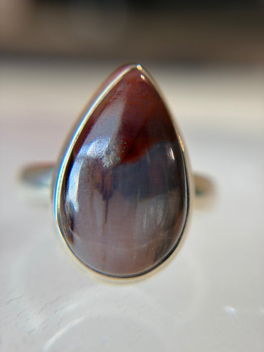 Colla Wood Ring Size 8 Sterling Silver