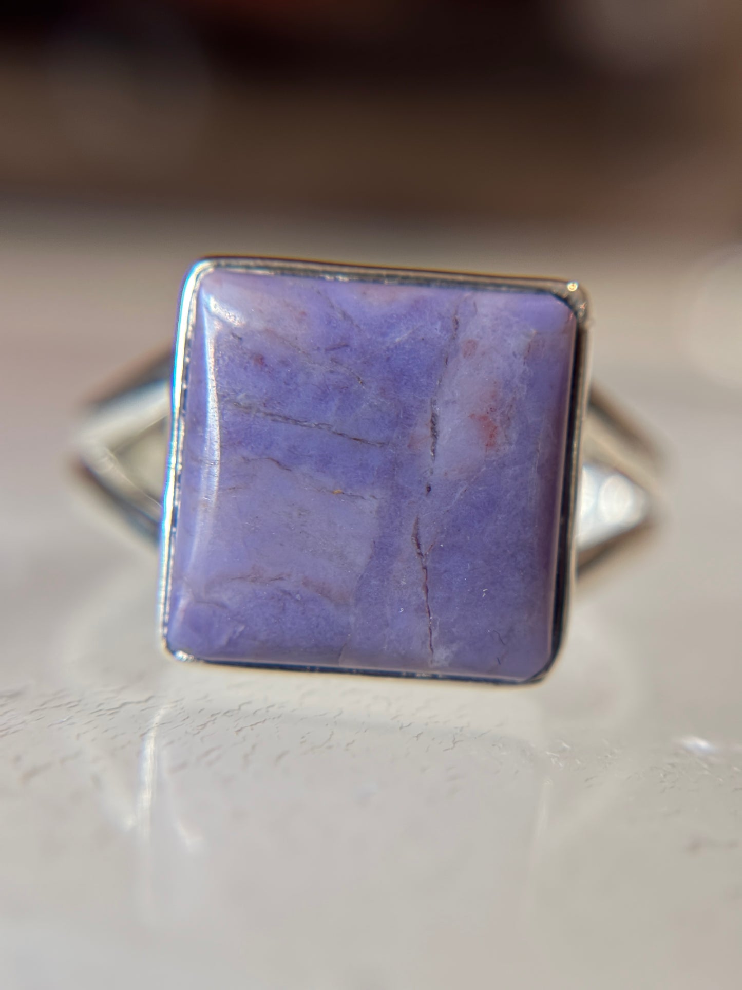 Purple Jade Ring Size 11 Sterling Silver