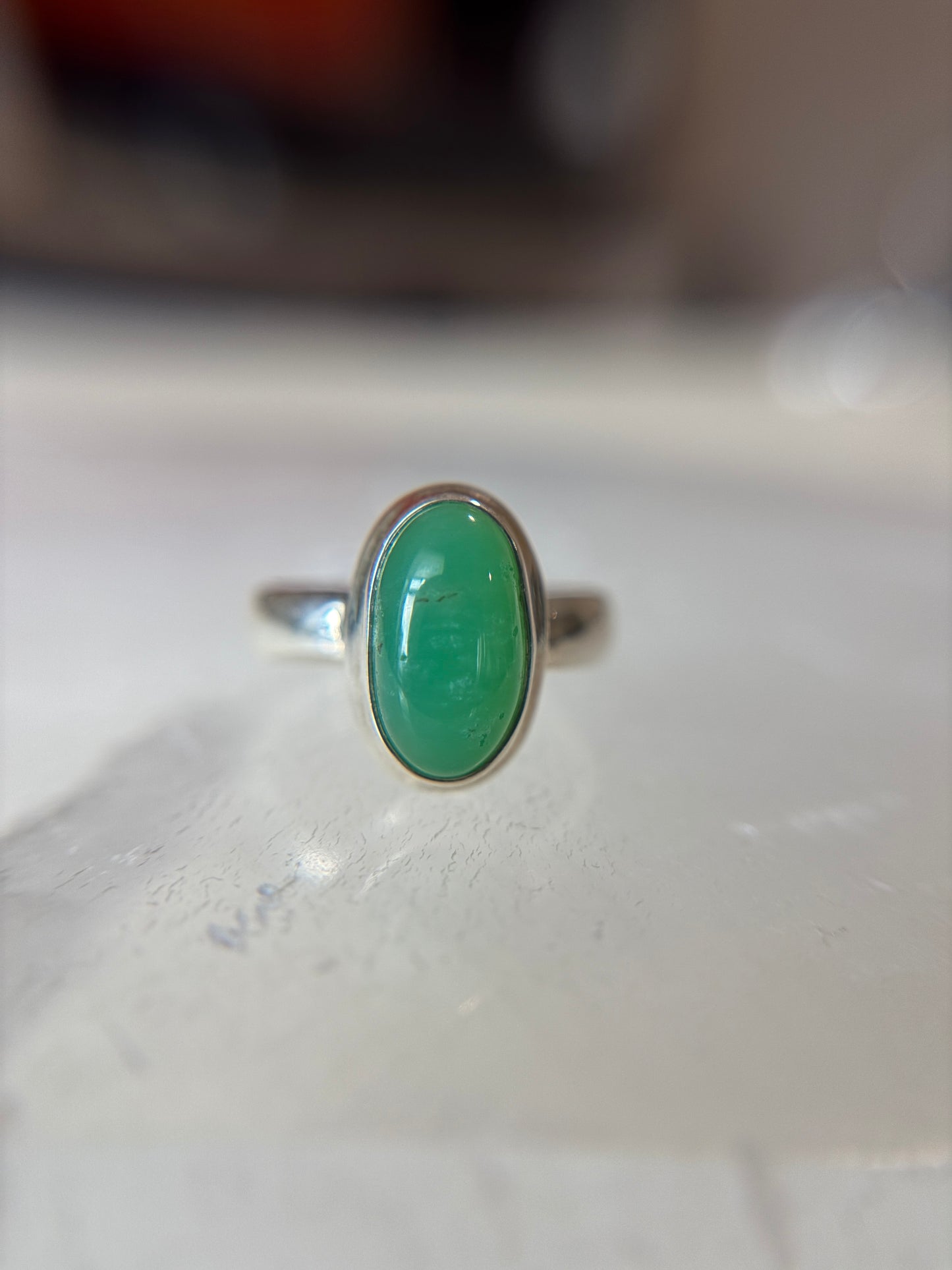 Chrysoprase Ring Size 7 Sterling Silver
