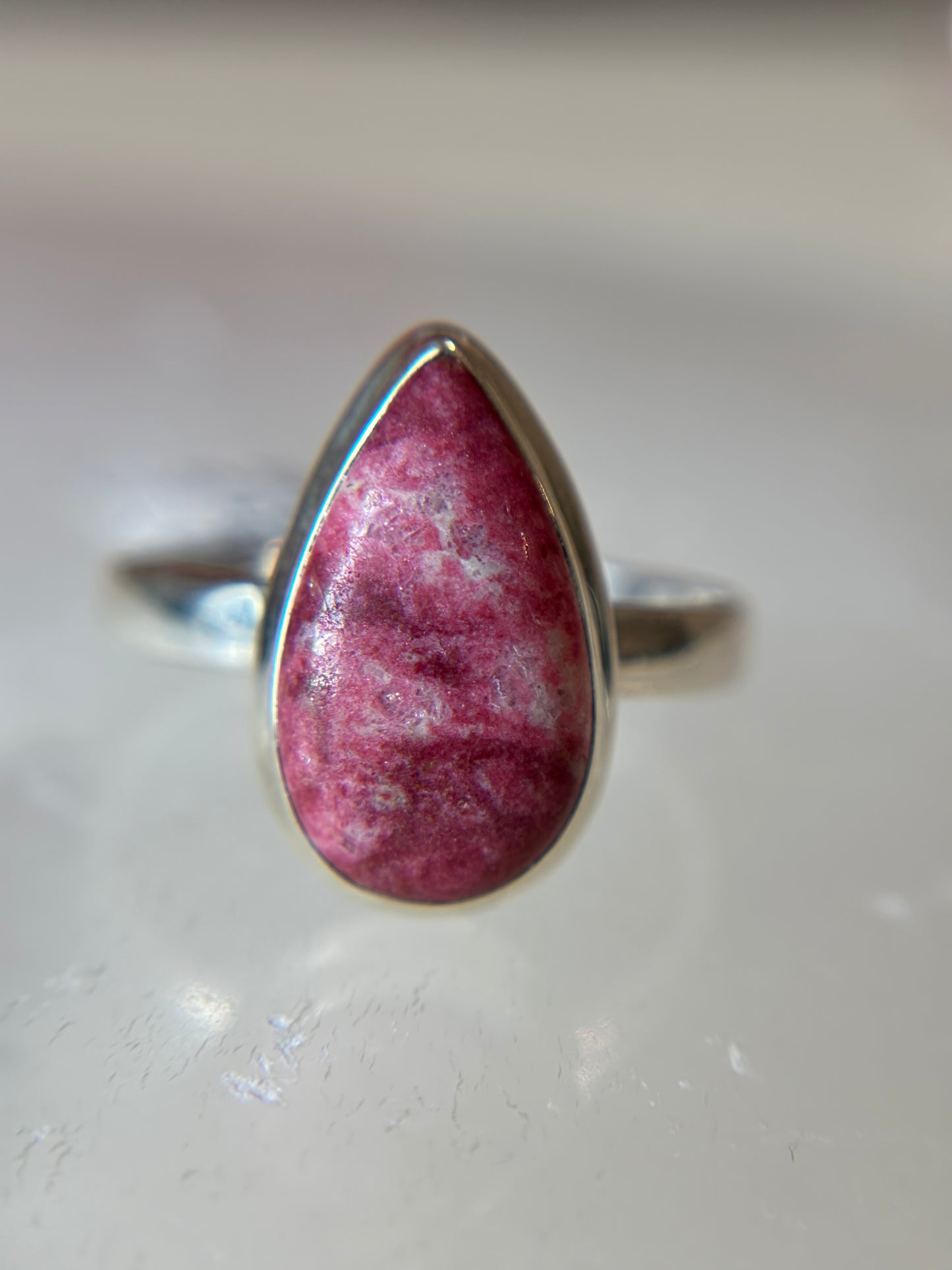 Pink Thulite Ring Size 12 Sterling Silver