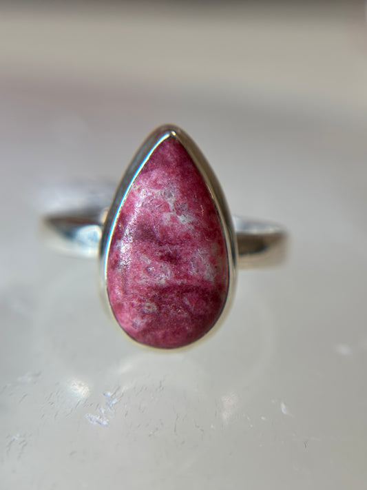 Pink Thulite Ring Size 12 Sterling Silver