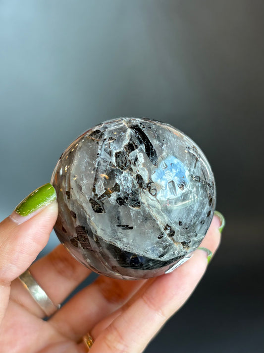 Black Tourmaline in Quartz Sphere