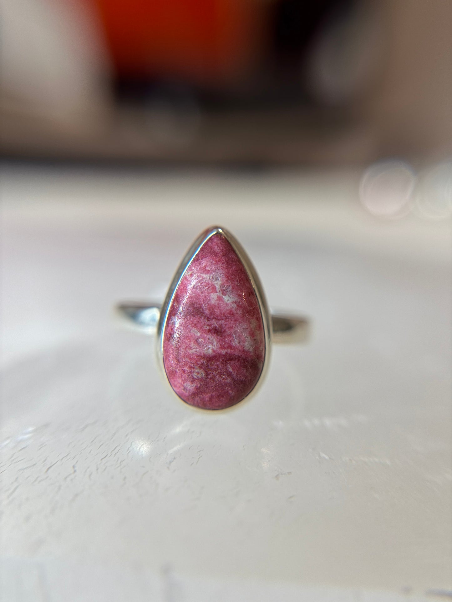 Pink Thulite Ring Size 12 Sterling Silver