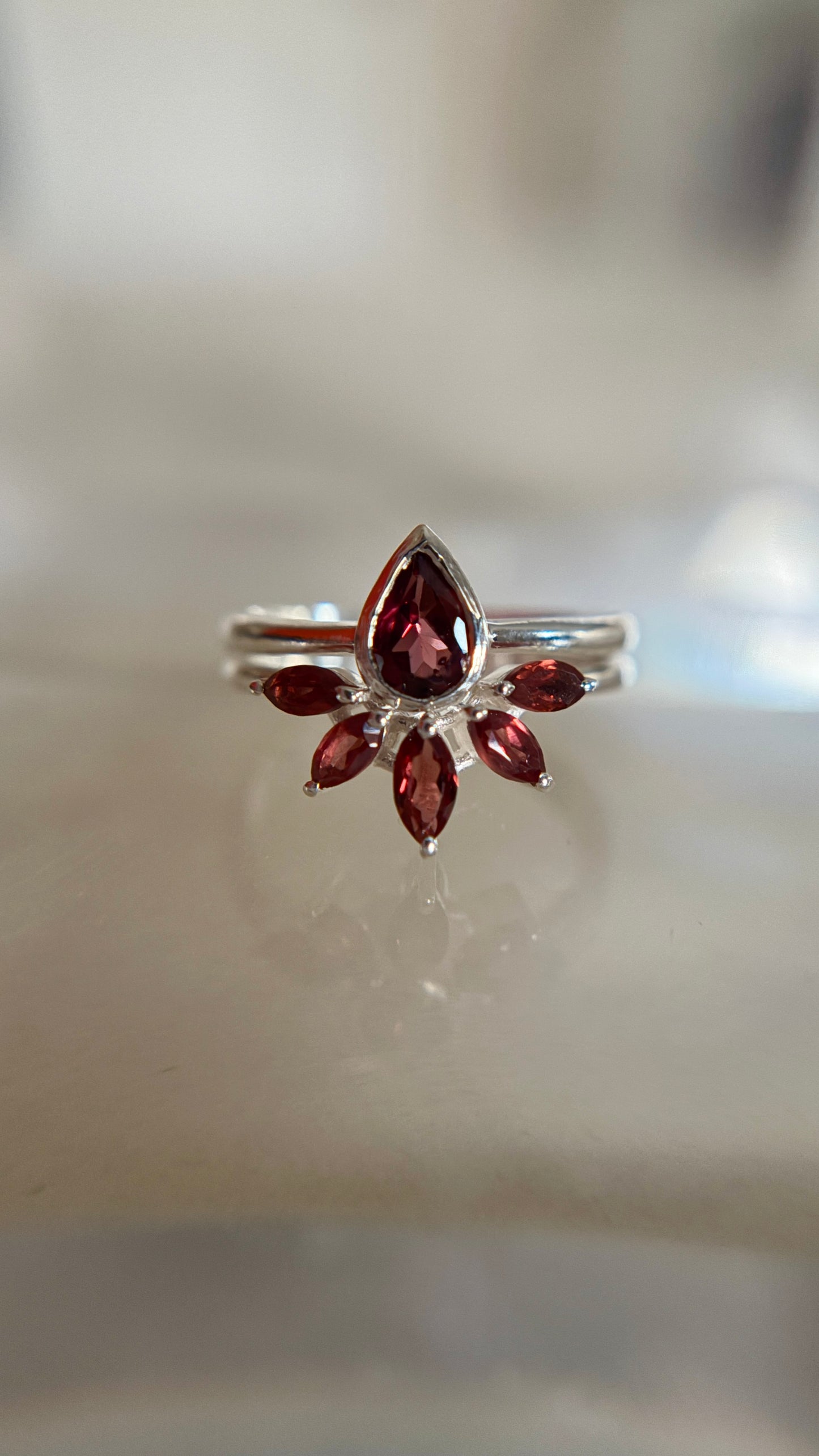 Garnet Stacked Crown Jewel Ring Size 9