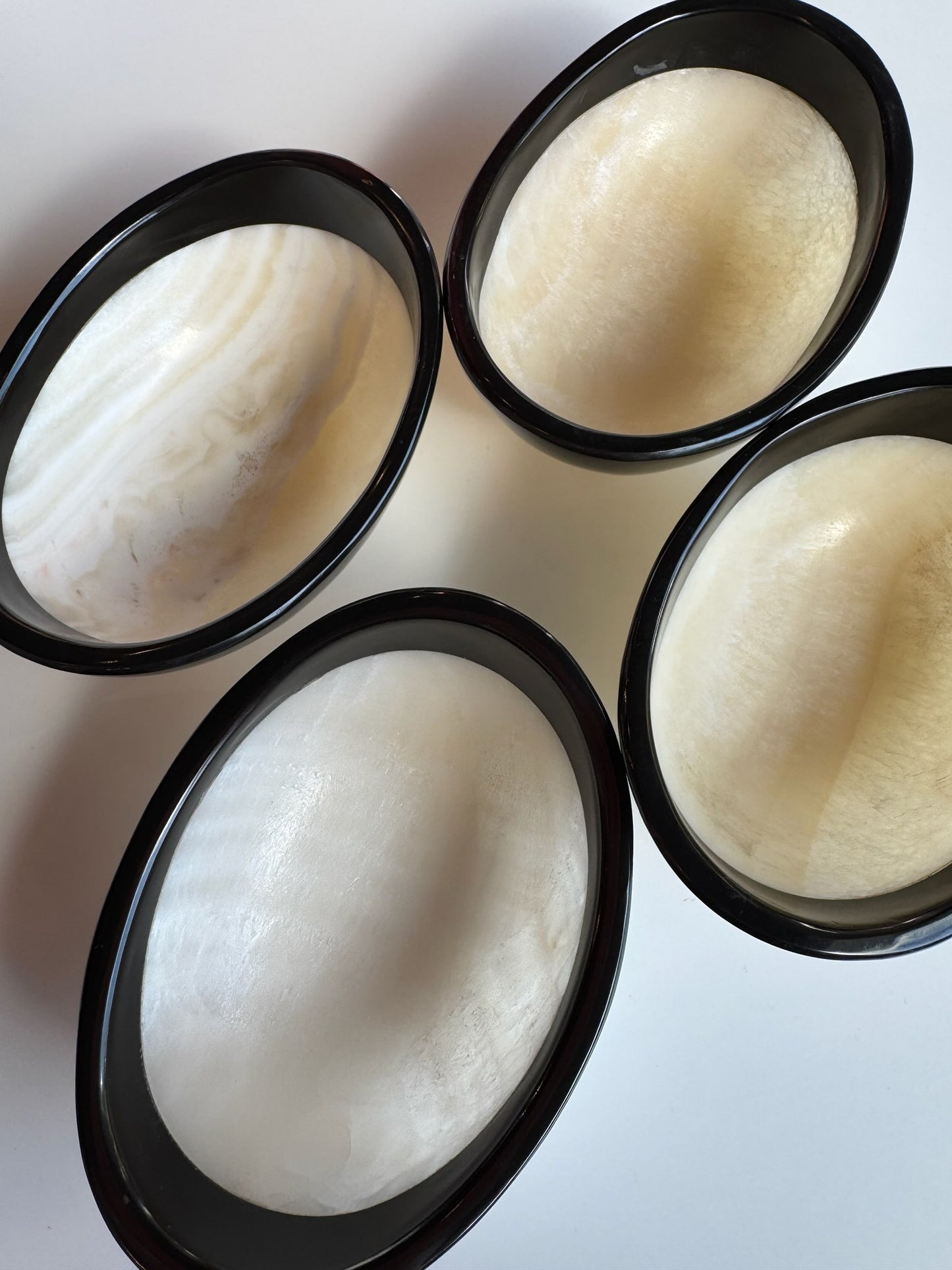 Black Trim White Onyx Bowls