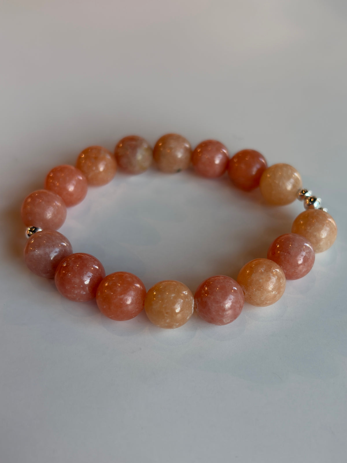 Orange Calcite Bracelet 10mm Sterling Silver