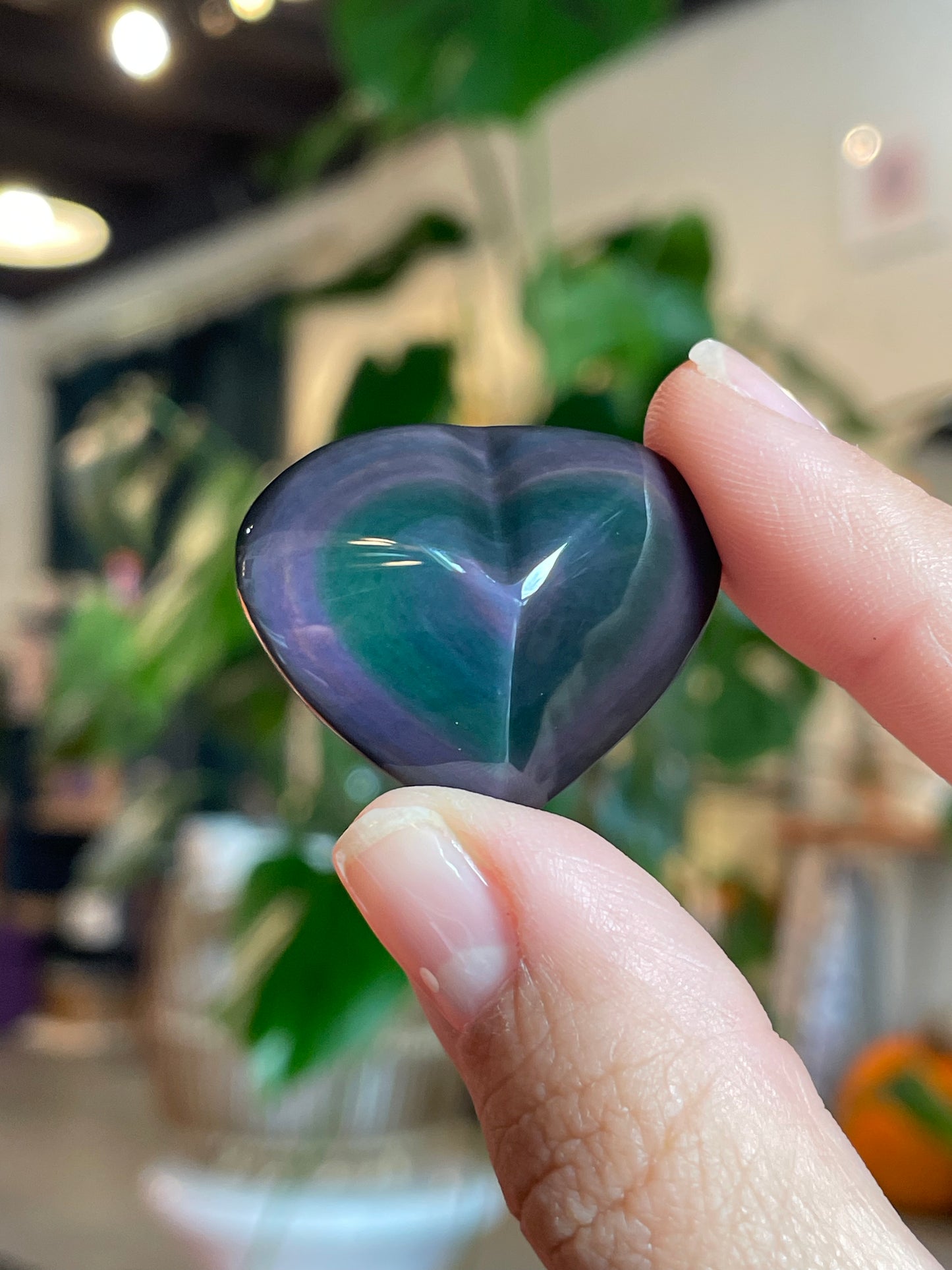 Mini Heart Shaped Rainbow Obsidian