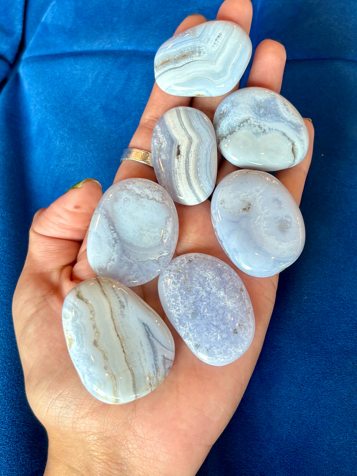 Blue Lace Agate Palm Stones