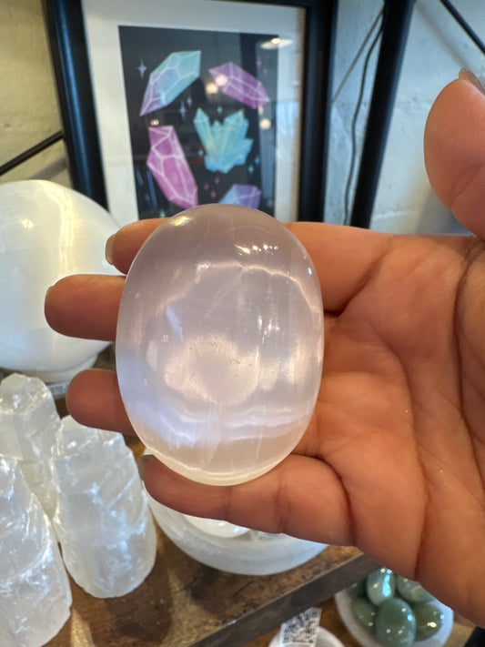 Selenite Palm Stone