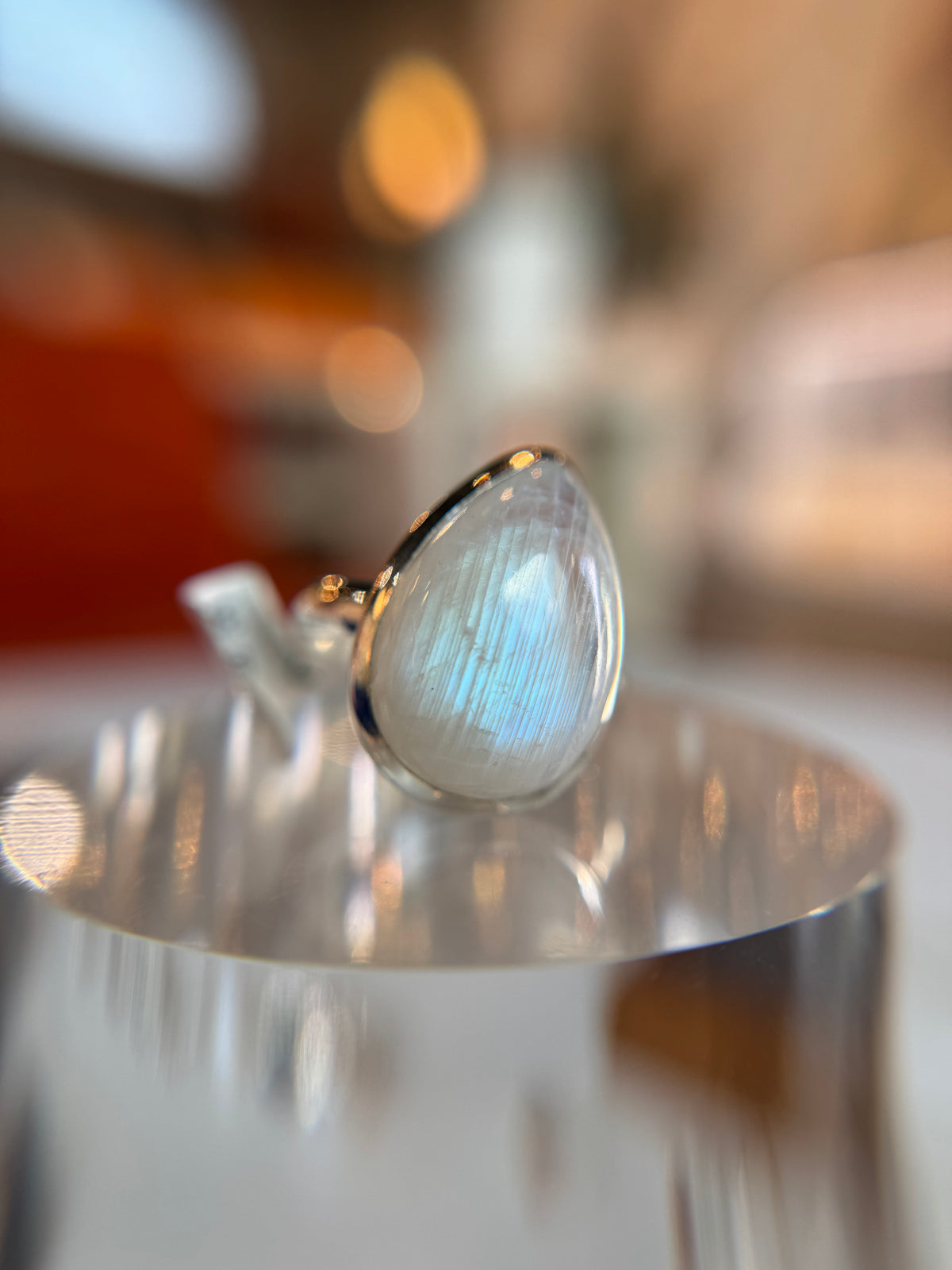 Blue Flash Moonstone Ring Size 9