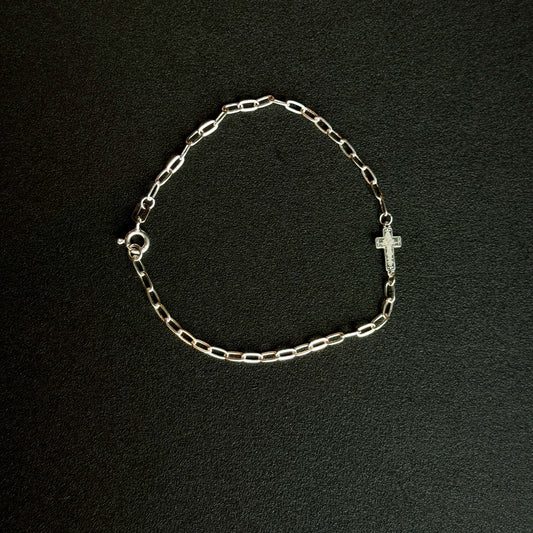 7” Sterling Silver Cross Bracelet