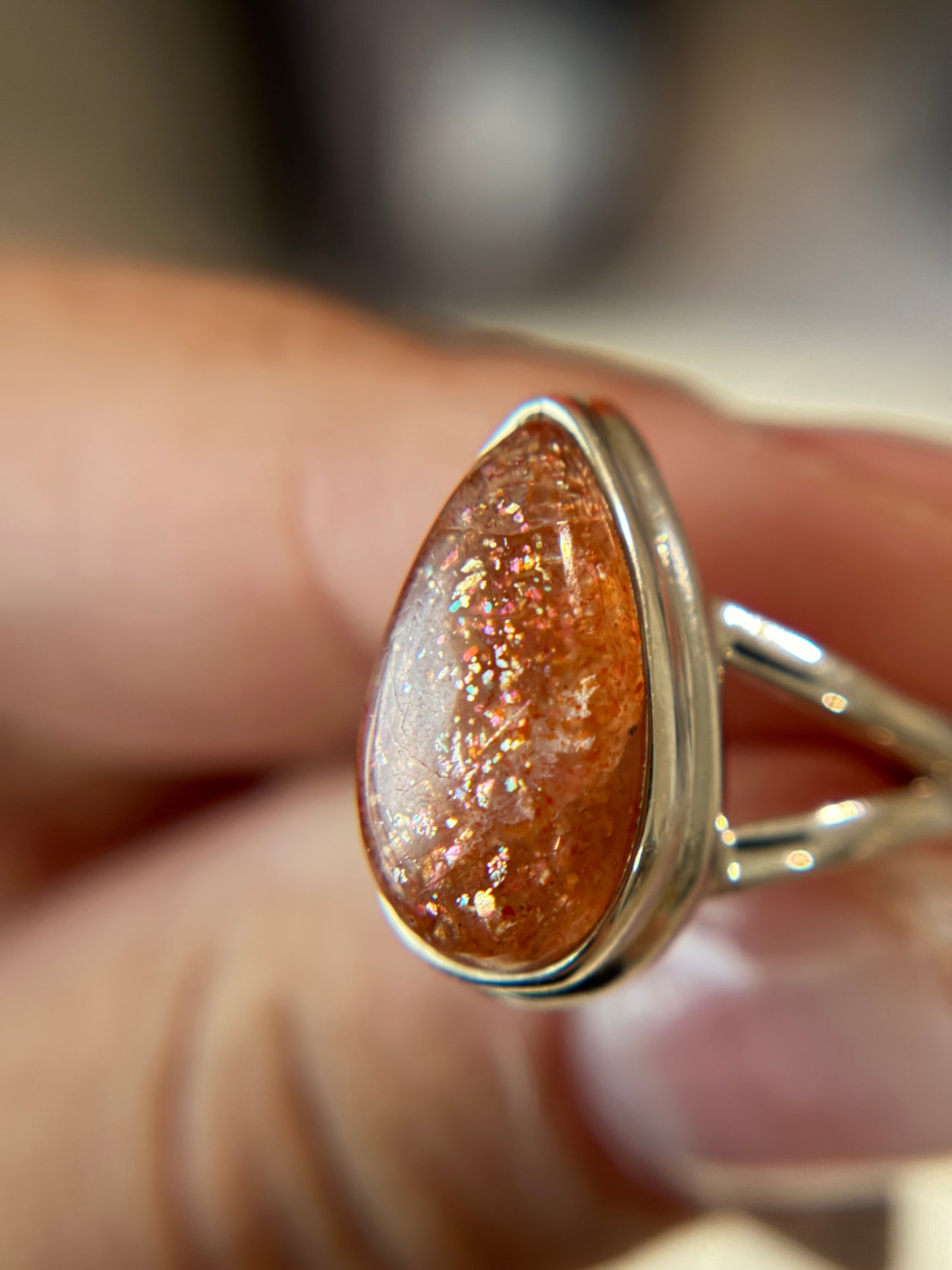 Sunstone Ring Size 5 Sterling Silver