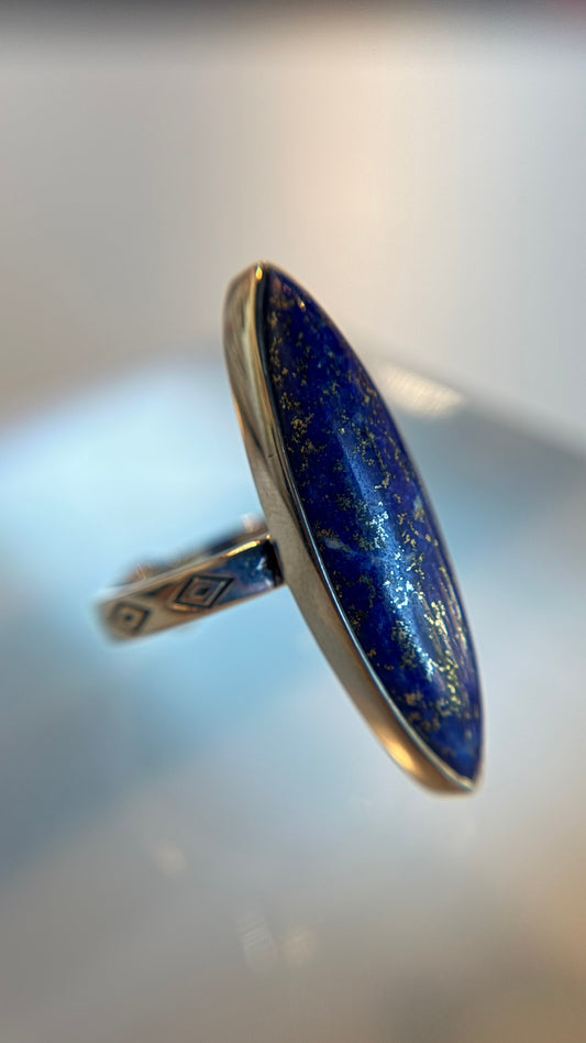 Sterling Silver Lapis Lazuli Ring Size 7
