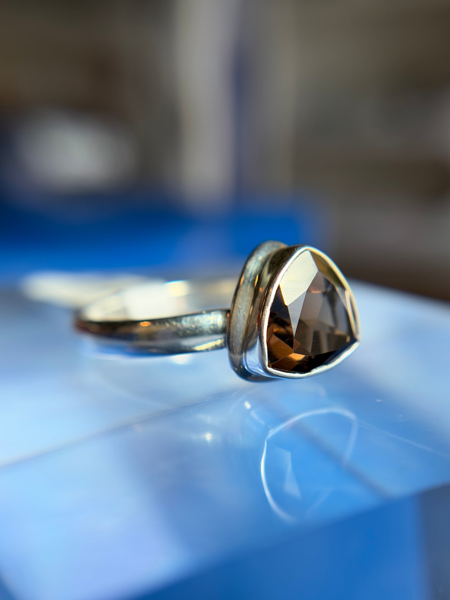 Smoky Quartz Ring Size 12 Sterling Silver