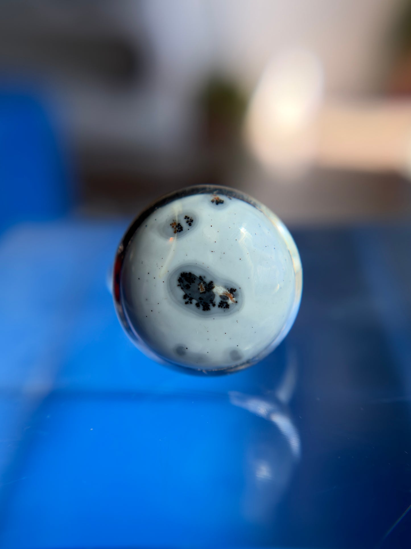 White Malingo Jasper Ring Size 7.5 Sterling Silver