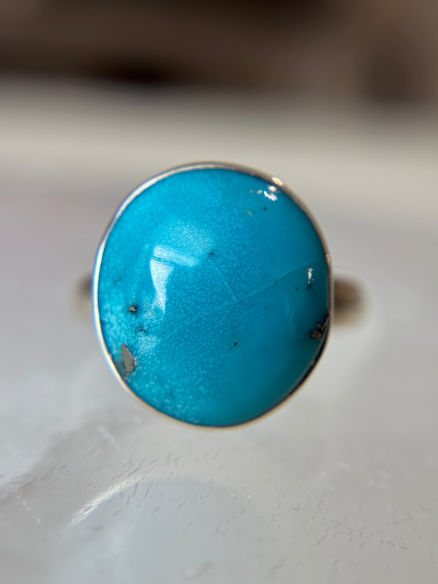 Natural Persian Turquoise Ring Size 9 Sterling Silver