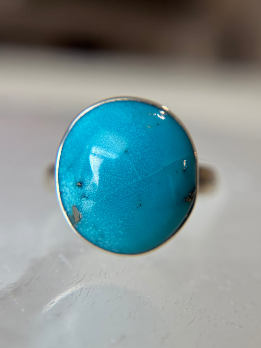 Natural Persian Turquoise Ring Size 9 Sterling Silver