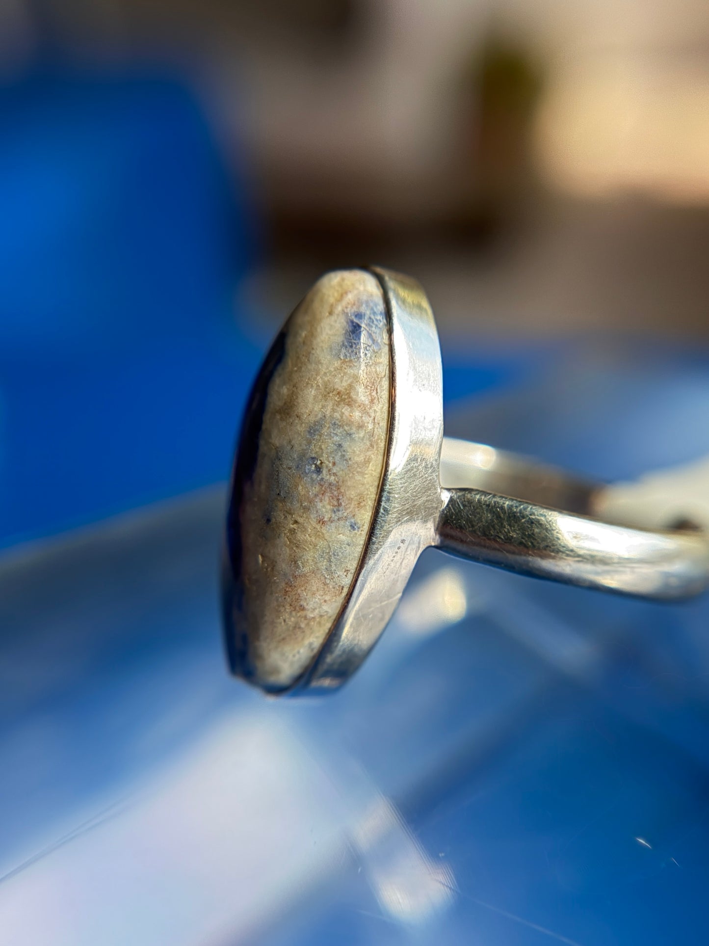 Sodalite Ring Size 12 Sterling Silver