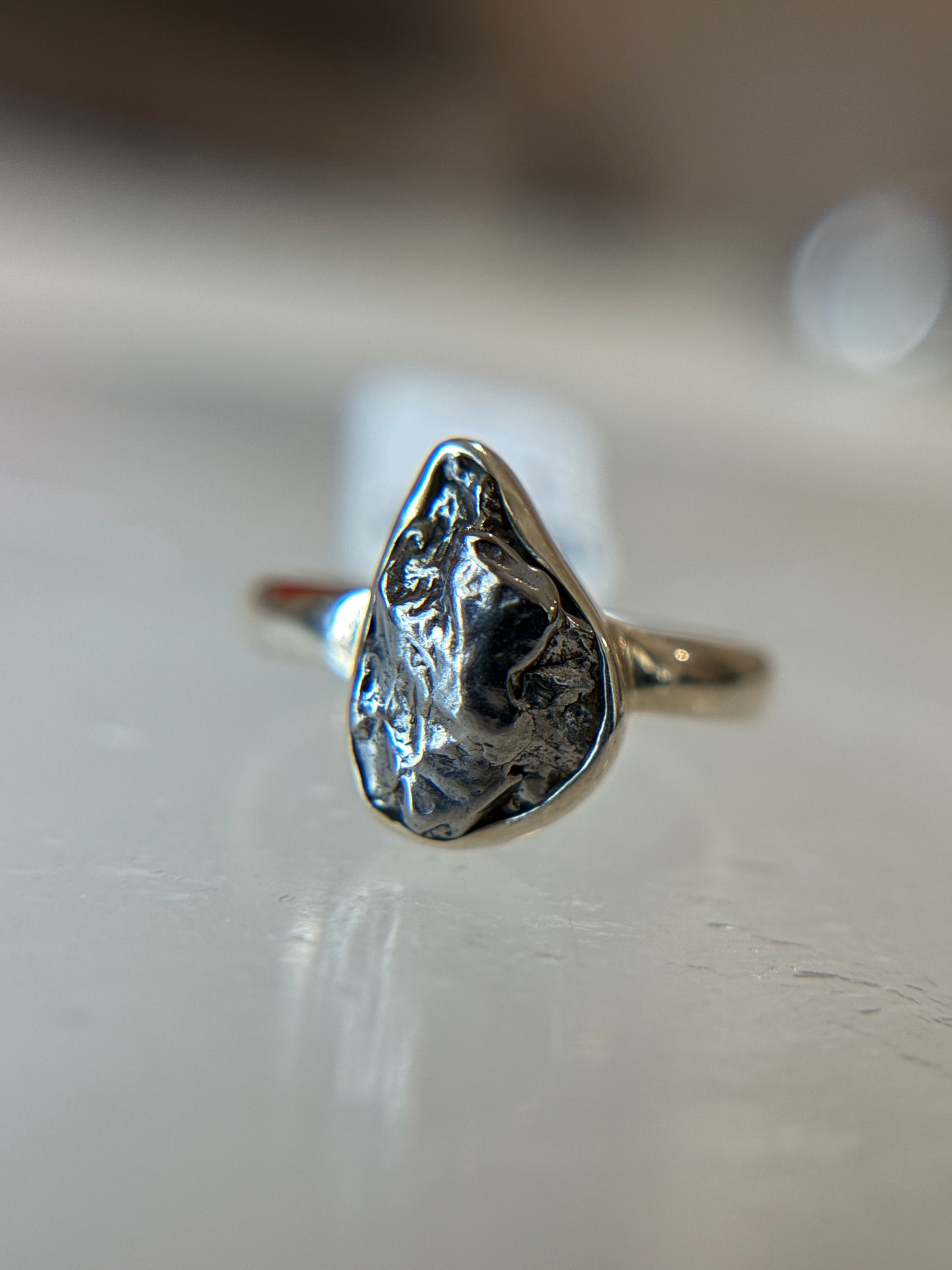 Meteorite from Argentina Sterling Silver Ring Size 6